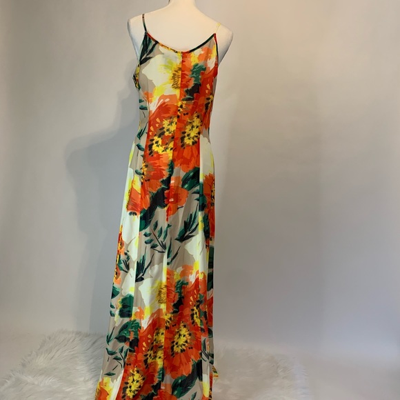 Neiman Marcus Floral Lined Maxi Slip Dress Size M - Picture 4 of 12